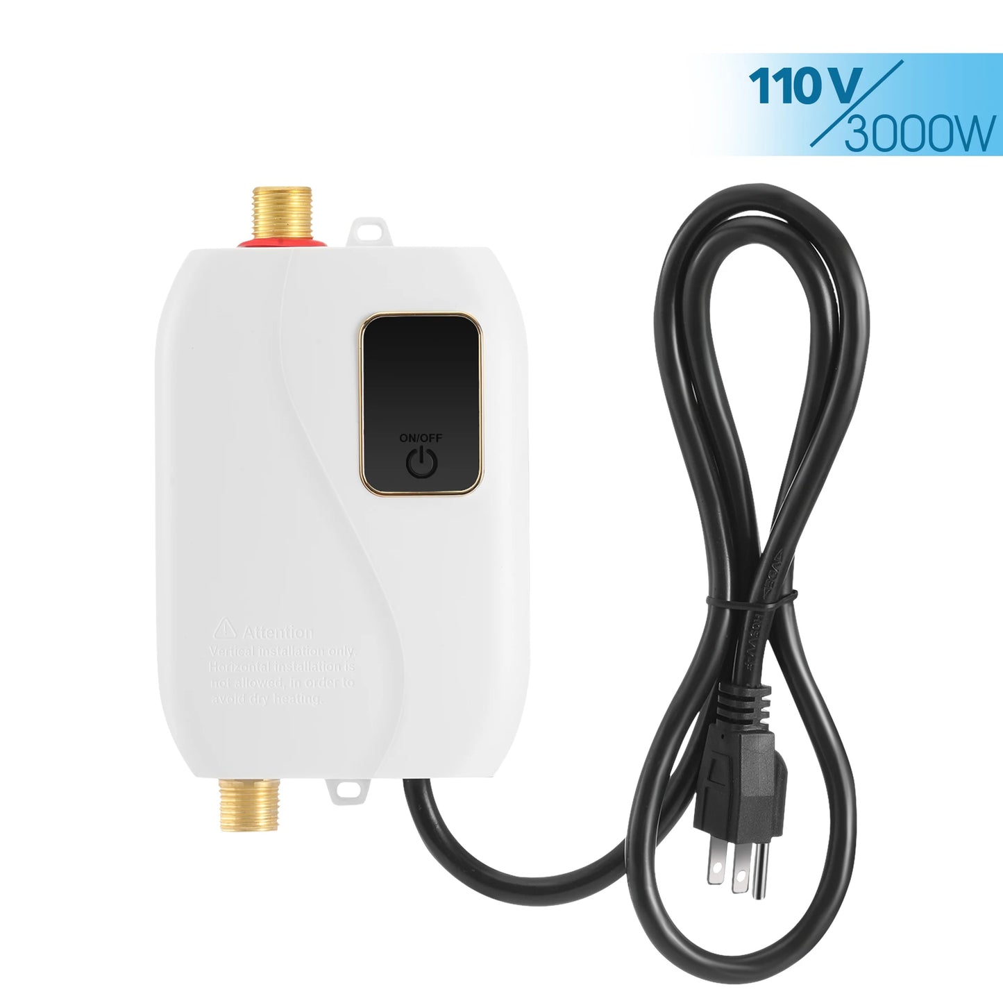 Electric Tankless Water Heater Instant Hot Shower Kitchen Heater 110V 3000W US