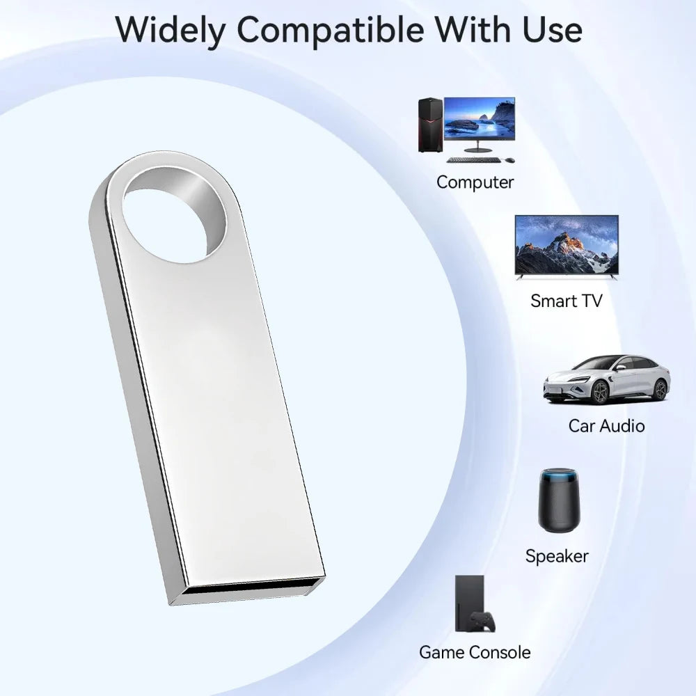 Metal USB 2.0 Flash Drive Pendrive 16GB 32GB 64GB High Speed Memory Stick U Disk 128GB Key Ring Gift 8GB
