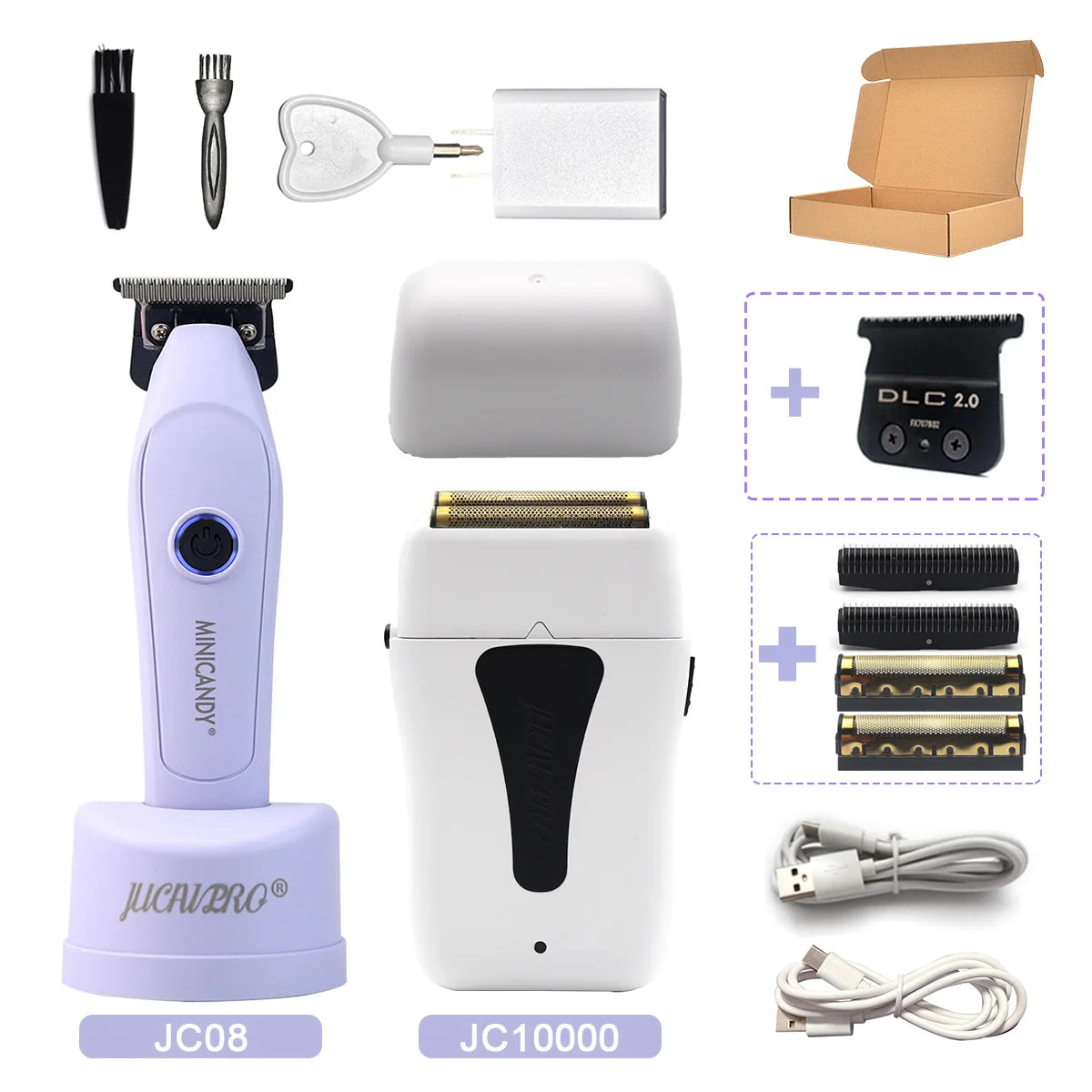 JUCAI MINICANDY JC08 Men's Hair Clipper DLC Zero Gapped Brushless Motor with Base Charger Professional Trimmer Finishing Machine