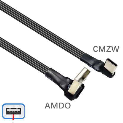 2M 3M USB-C Type C Male straighten/UP Down Angled 90 Degree to USB 2.0 Male Data Cable USB Type-c Flat Cable 0.1m/0.2m/0.5m/1m