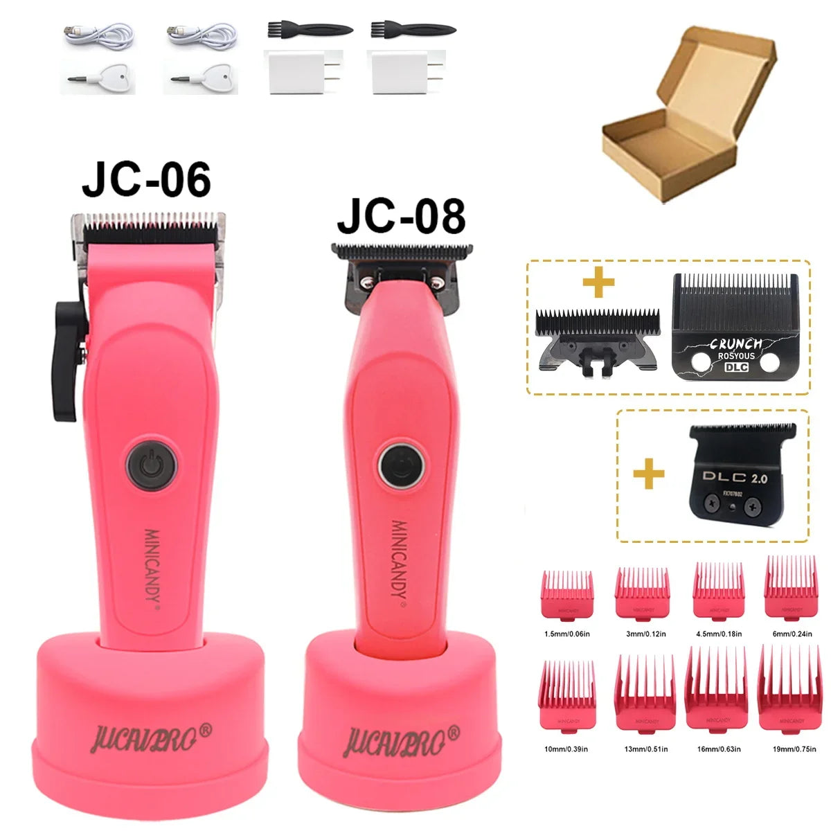 JUCAI MINICANDY JC08 Men's Hair Clipper DLC Zero Gapped Brushless Motor with Base Charger Professional Trimmer Finishing Machine