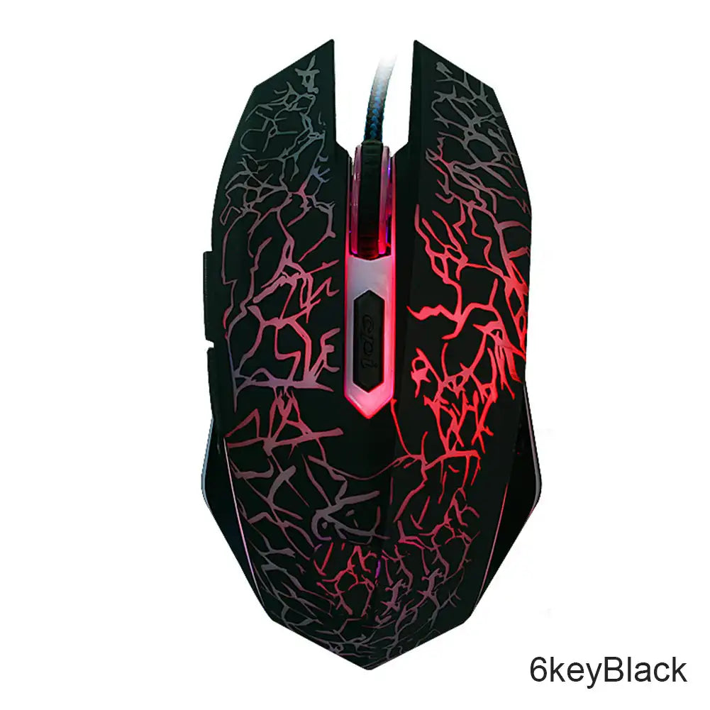 Protable Wired Gaming Mouse USB Port Ergonomic 2400 DPI Adjustable RGB Optical Comfortable Grip for Gaming Computer Accessories