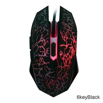 Protable Wired Gaming Mouse USB Port Ergonomic 2400 DPI Adjustable RGB Optical Comfortable Grip for Gaming Computer Accessories