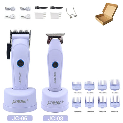JUCAI MINICANDY JC08 Men's Hair Clipper DLC Zero Gapped Brushless Motor with Base Charger Professional Trimmer Finishing Machine