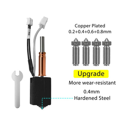 For Anycubic Kobra 3 V2 hotend 0.4mm Hardened Steel Brass Nozzle, Kobra 3 V2 Combo Accessories