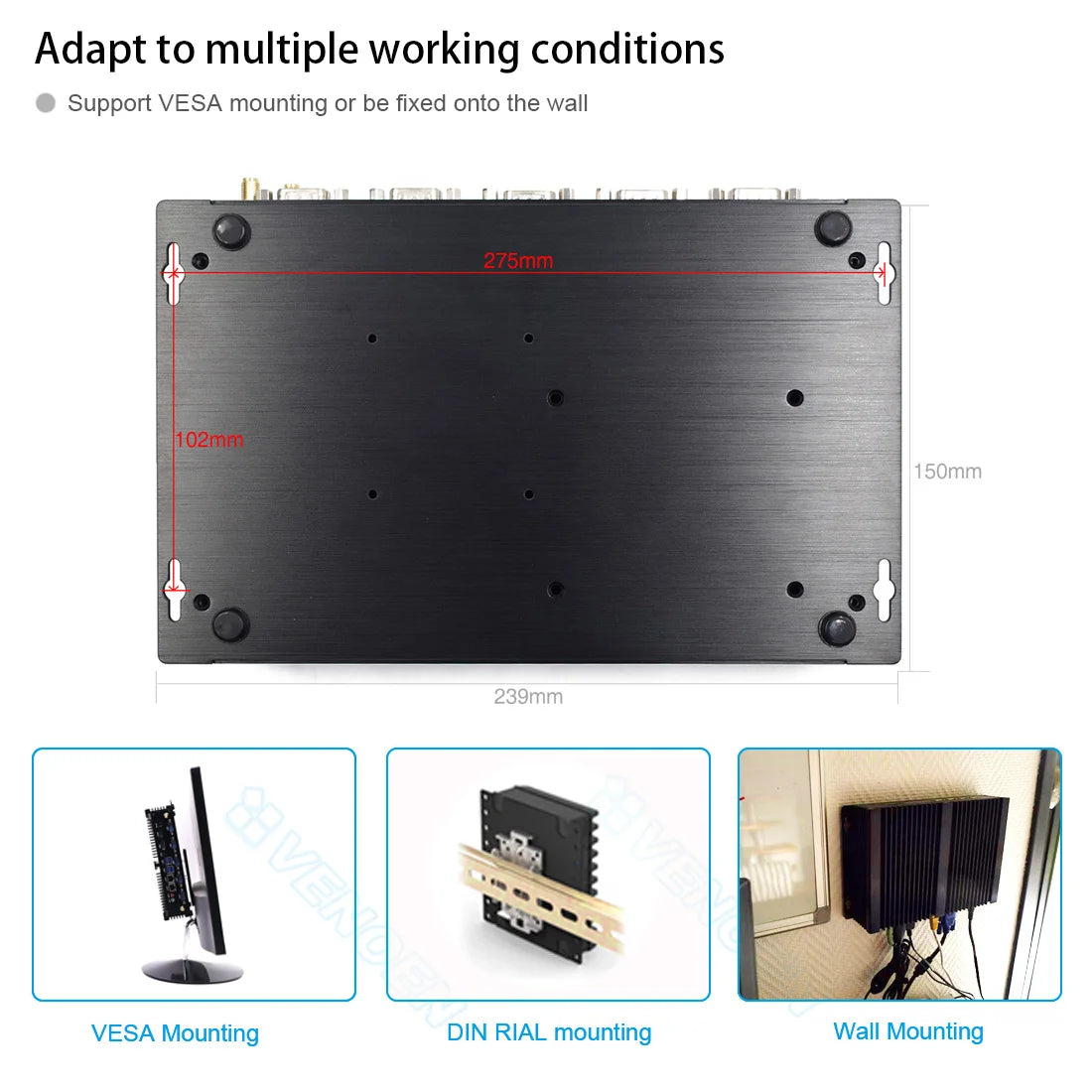 8th gen Intel Core i7-8550U i5-8250U Fanless Mini PC HDMI VGA RS232 COM Windows 10 Pro Industrial Rugged ITX Mute Computer 4G