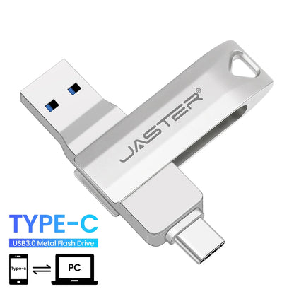 USB 3.0 OTG USB-C Flash Pen Drive Metal Memory Stick Flash Disk 64GB 128GB 256GB USB3.0 Dual C Pendrive TYPE-C Creative Gifts